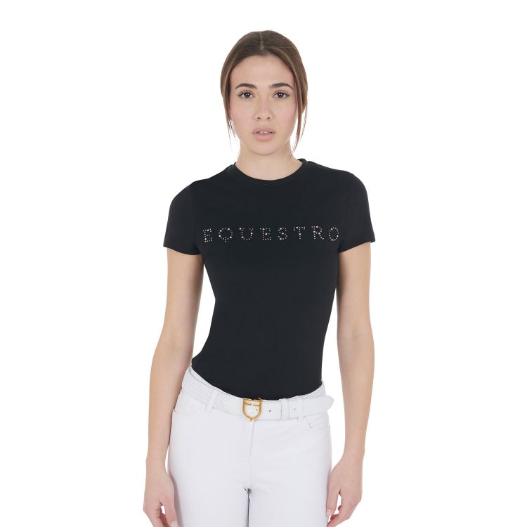 Women's slim fit T-shirt silver rhinestones