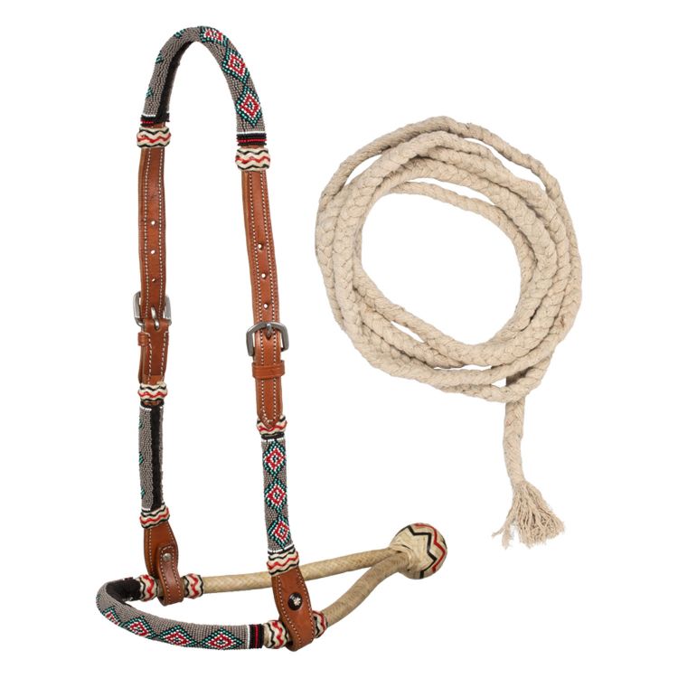 Sand pearls bosal set with cotton mecate reins