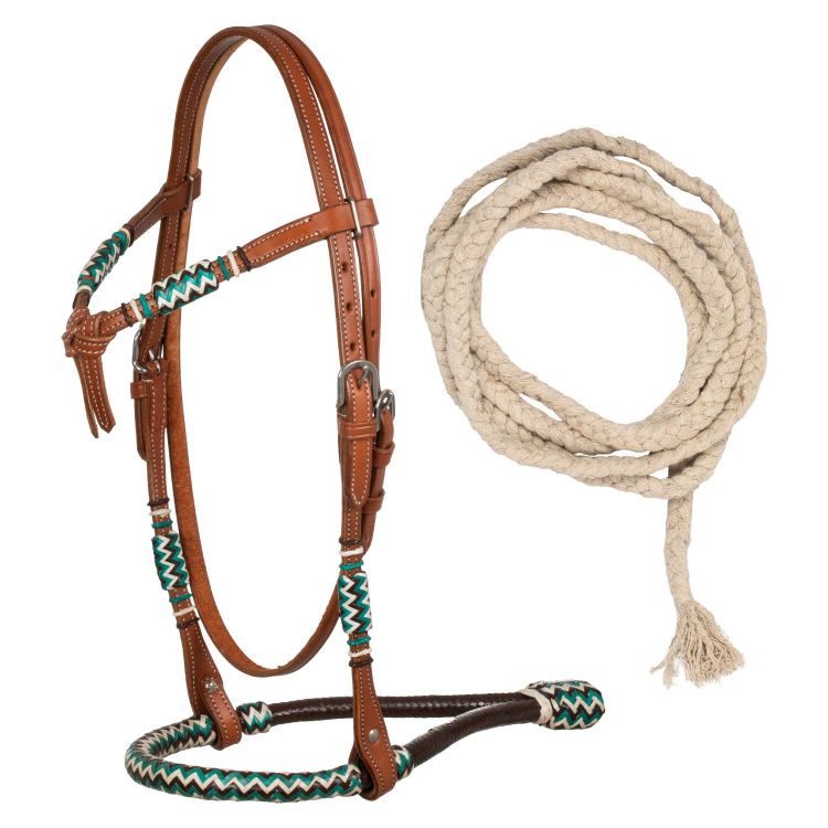 Bosal bridle with cotton mecate reins