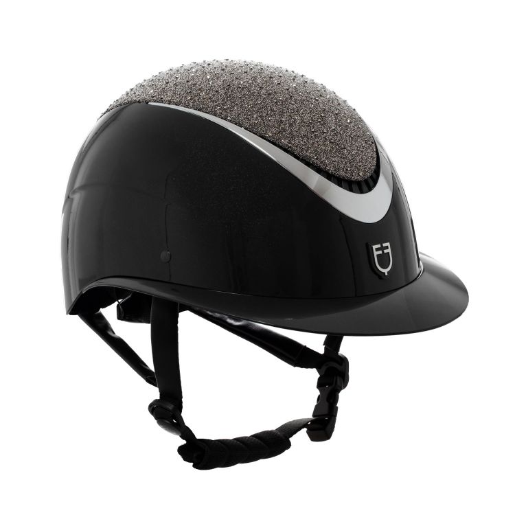 Helmet with wide visor and glitter