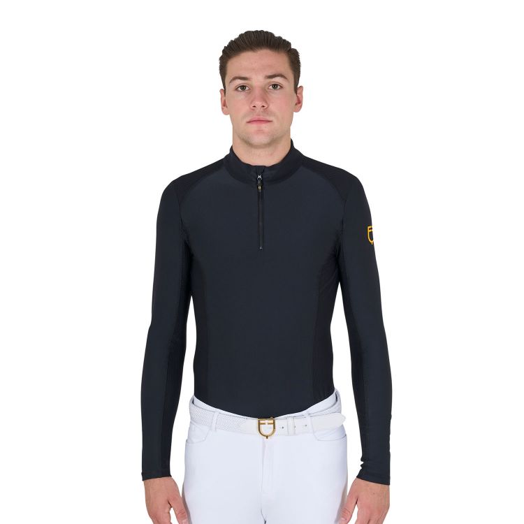 Men's slim fit long-sleeved training polo shirt