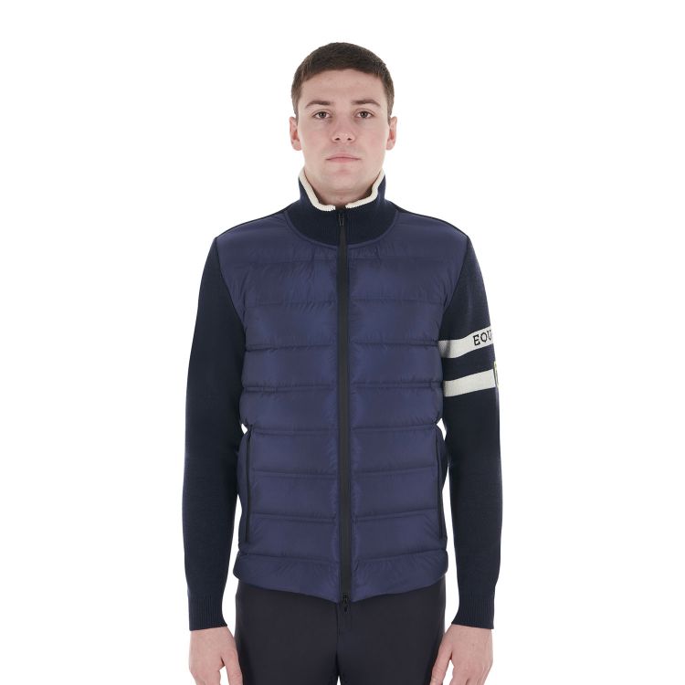 Men's jacket in nylon and knit with front zip