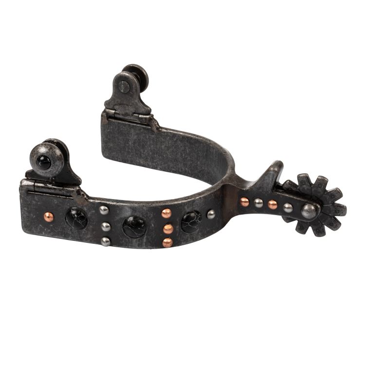 Steel western spurs with black beads