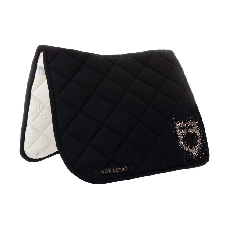 Dressage saddle pad with rhinestone logo