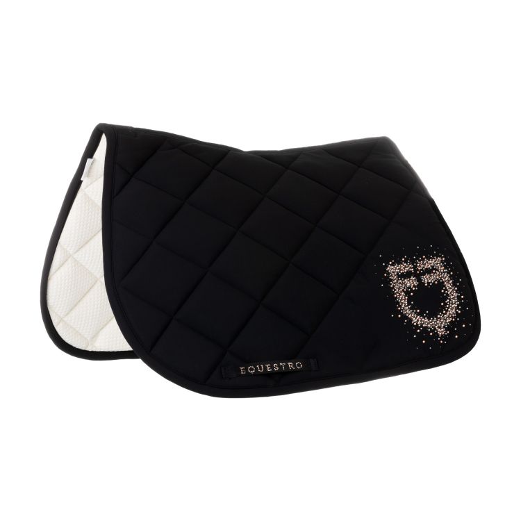 Jumping saddle pad with rhinestone logo