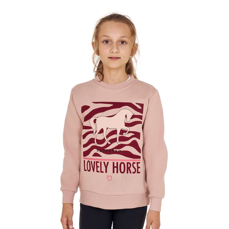 Girls' Lovely Horse cotton crewneck sweatshirt