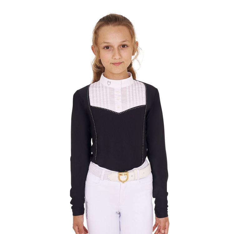 Girls' slim fit competiton polo shirt rhinestones