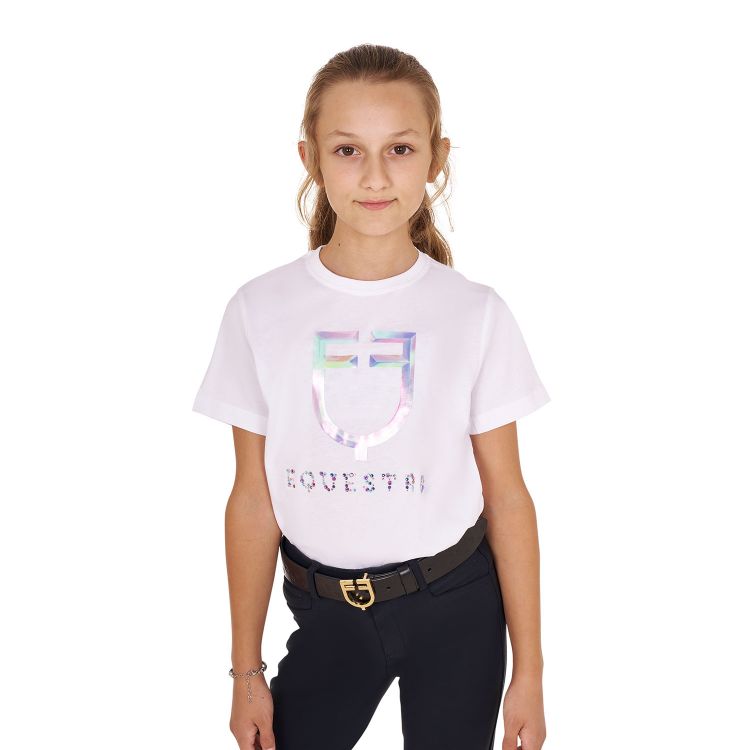 Girls' slim fit t-shirt multicolor logo print