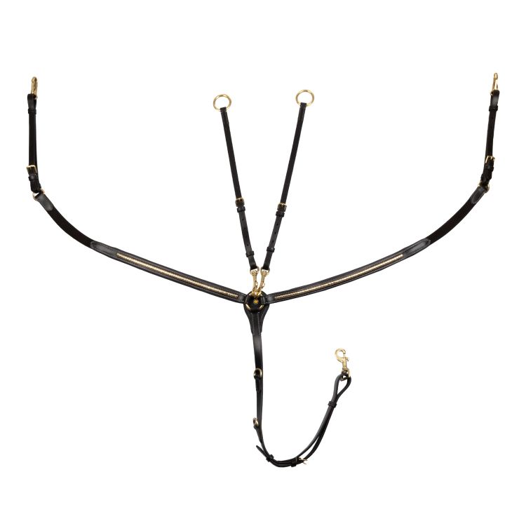 Tanned leather fork breastplate with brass clincher