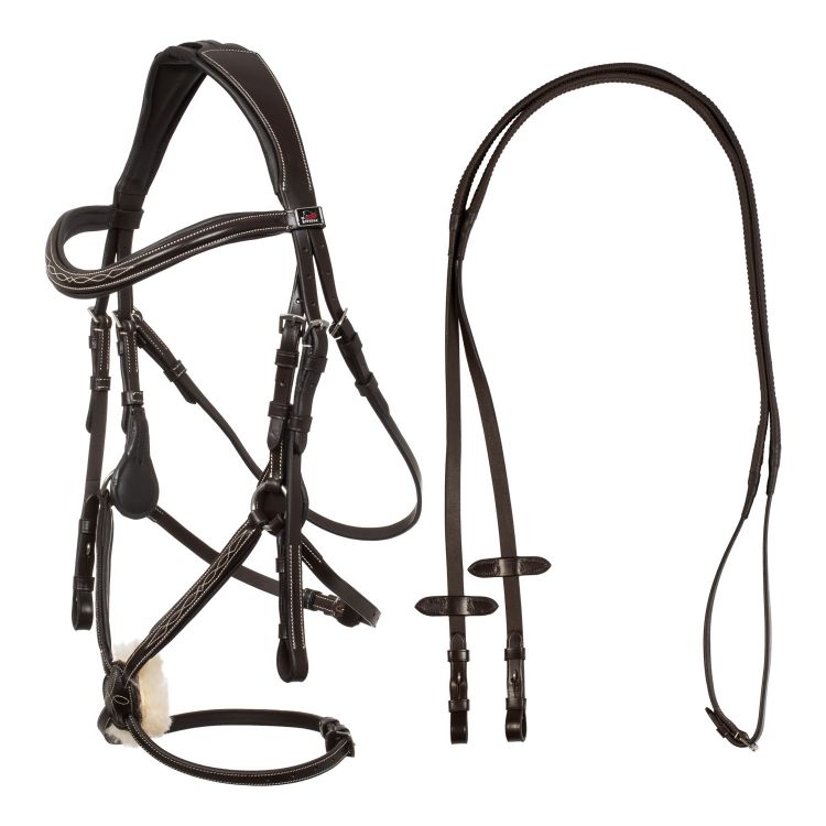 Mexican bridle with anatomical and curved noseband