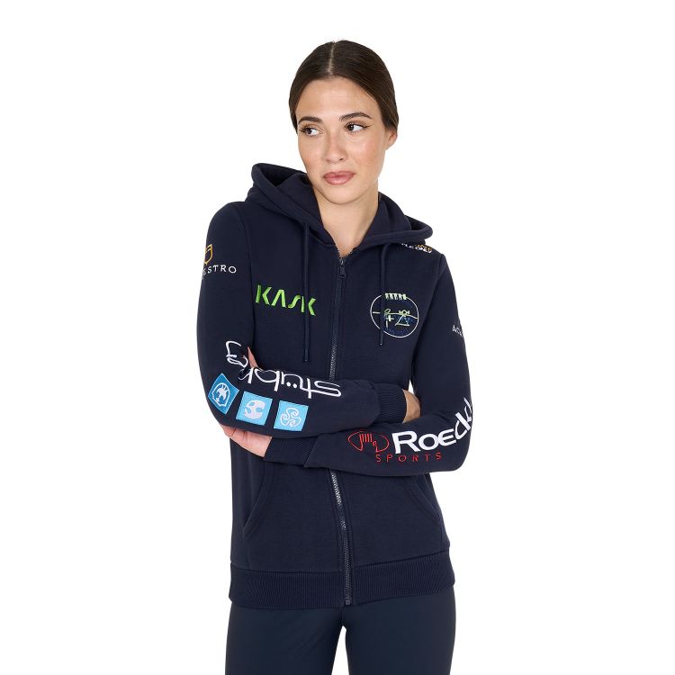 Women's sweatshirt with multi-logo hood